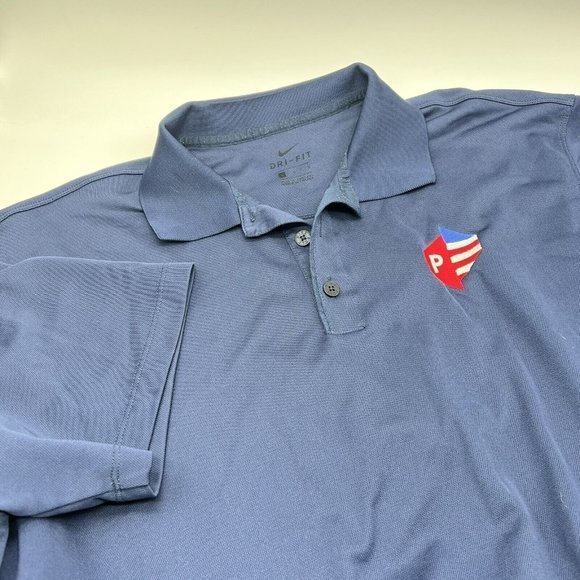 Nike Golf Men’s Size Large Dri-Fit Blue Short‎ Sleeve Shirt Buttons Power - Picture 1 of 5